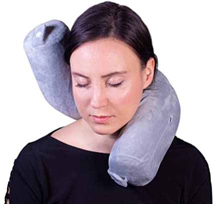 Vertall Travel Pillow Twist Memory Foam for Neck, Chin, Back, and Leg Support for Sleep, Work, Travel, or Home - Lightweight and Adjustable (Gray)