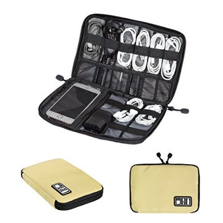 ECOSUSI Travel Organizer for Electronics Accessories Hard Drives Gold