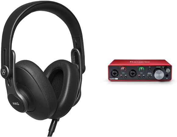 AKG Pro Audio K371 Over-Ear, Closed-Back, Foldable Studio Headphones & Focusrite Scarlett 2i2 3rd Gen USB Audio Interface for Recording, Songwriting, Streaming and Podcasting