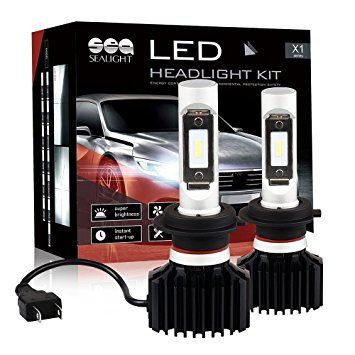 H7 LED Headlight Bulbs Conversion Kit SEALIGHT X1 series H7 Headlight Bulb Low Beam / High Beam / Fog Light Bulbs - Extremely Bright 12xCSP LED Headlight Chips-50W 6000LM 6000K Xenon White