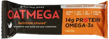 Nutrition Bar Chocolate Peanut Crisp Oatmega Bar, Gluten-Free, Soy-Free, Egg-Free 1.8oz (Pack of 12)