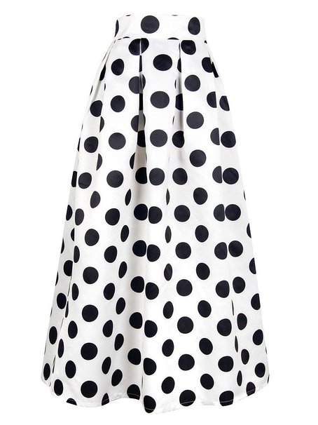 Choies Women's White Contrast Polka Dot Print Maxi Skirt