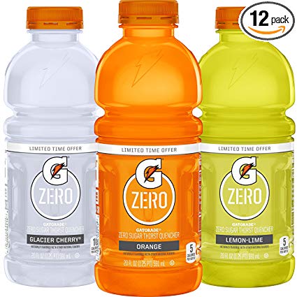 Gatorade Zero Sugar Thirst Quencher, 3 flavor Variety Pack, 20 Ounce Bottles (Pack of 12)