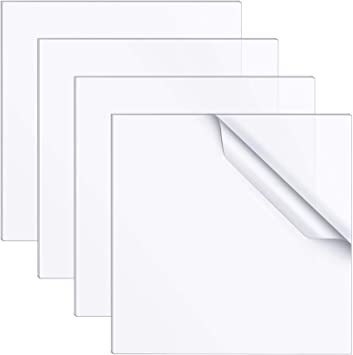 4 Pieces Transparent Acrylic Sheets Clear Acrylic Plastic Panels 2mm Thick Display Sheets Sign for Picture Frame Glass Replacement Table Signs Calligraphy Painting (3 x 3 Inch)