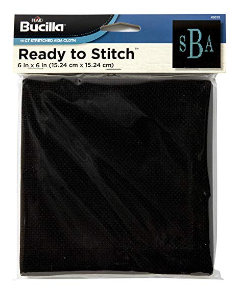 Bucilla Ready To Stitch Aida Cloth, 6 by 6-Inch, 49013 Black