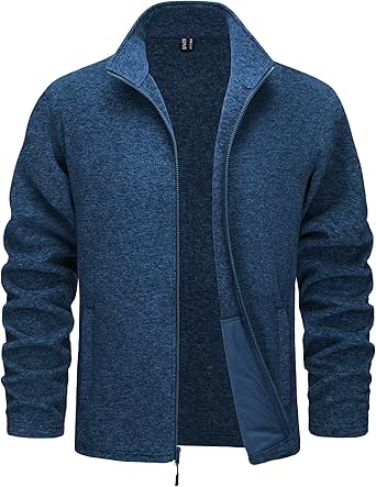 TACVASEN Men's Fleece Jackets Full Zip Lightweight Jacket Casual Soft Warm Coats with Pockets