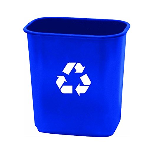 United Solutions EcoSense WB0070 Blue Thirteen Quart Recycling Indoor Wastebasket - 13QT Recycling Trash Can/Bin in Blue