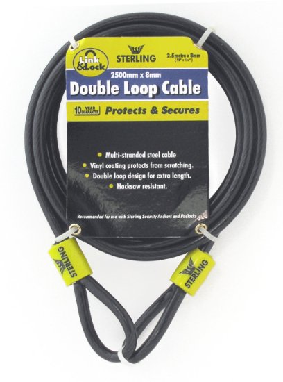 Sterling 825C 8 x 2500mm Double Loop Vinyl Coated Multi-Stranded Steel Cable