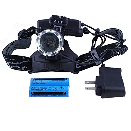 Hatori 1600 Lumens Xm-l T6 U2 LED Waterproof 3 Modes Headlight (With Blue Batteries and Charger)