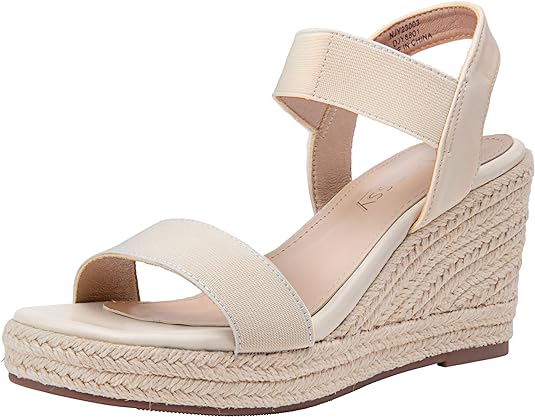 Jeossy Women's 8801 Wedge Sandals for women, 3.5 Inch Ankle Strap Espadrille Sandals for Women Dressy Summer