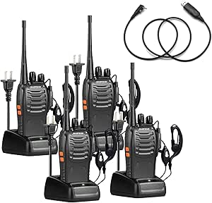 BAOFENG BF-888S Walkie Talkies Long Range with Earpieces 16 Channel Flashlight Walkie Talkies for Adults Rechargeable Handheld Two Way Radios - 4 Pack