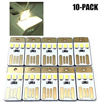 INVESCH 10 Pack USB Powered LED Night Light Portable Keychain USB Camping Light