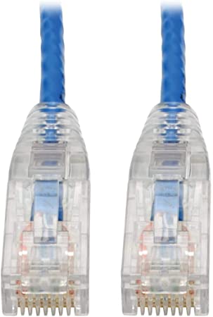 Tripp Lite Cat6 Gigabit Patch Cable, RJ45 M/M, Gigabit, Snagless, UTP, Molded, Slim, Blue, 7 ft. (N201-S07-BL)