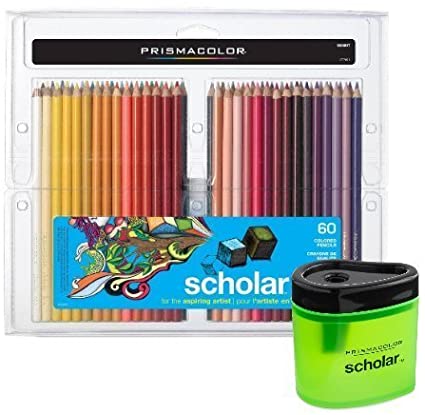 Prismacolor Scholar Art Pencils, Box of 60 and Pencil Sharpener Bundle