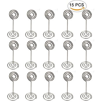 Round Shape Picture Clip Circle Place Card Holder for Wedding Party Table, Silver, 15PCS by CSPRING