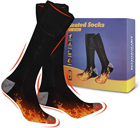 Electric Thermal Heating Warm Socks - Cold Winter Rechargeable Battery Cotton Heated Sock Unisex Feet Warmer for Hiking, Camping, Hunting and Skiing