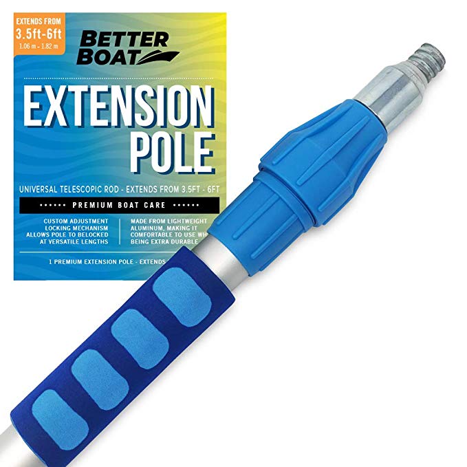 Better Boat Telescoping Pole Extendable Pole Deck Brush 3/4" Universal End Paint Roller Mop Cleaning Handle Extension Rod (3.5-6 Foot)