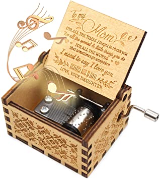 ukebobo Wooden Music Box- You are My Sunshine Music Box, from Daughter to Mother, Gifts for Mom,Newest Design Music Box - 1 Set