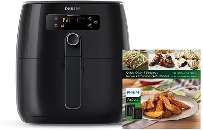 Philips TurboStar Technology Airfryer with Cookbook, Digital Interface, 1.8lb/2.75qt- HD9641/99