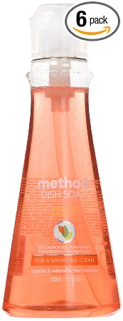 Method Naturally Derived Dish Soap Pump, Clementine, 18 Ounce (Pack of 6)