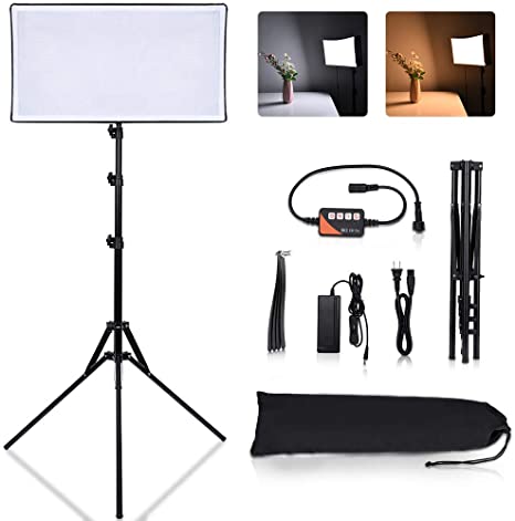 Travor Bi-Color Flexible LED Light Panel Mat on Fabric with Stand Portable Rollable LED Video Light 3200-6000K 7200LM CRI 95  for YouTube Studio Video Photography Shooting