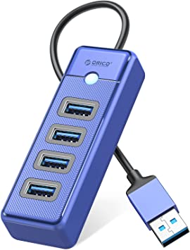 ORICO 4-Port USB HUB 3.0, USB Splitter for Laptop with 0.49ft Cable, Multi USB Port Expander, Fast Data Transfer Compatible with Mac OS 10.X and Above, Linux, Android