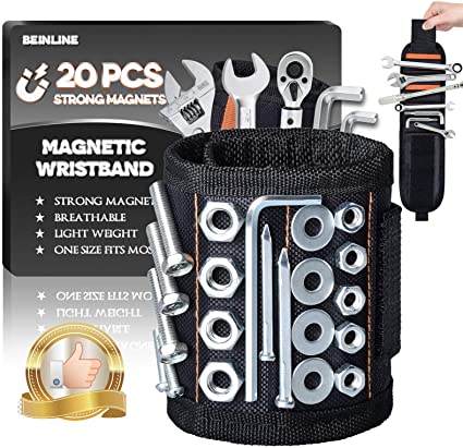 Magnetic Wristband with 20pcs Super Strong Magnets for Holding Screws, Nails, Drill Bits, Father’s Day Gift Cool Tool Gifts for Men/Women, Handyman, Father/Dad, Husband, Boyfriend, Carpenter, Guys