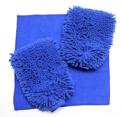 Premium Microfiber Wash Mitt (2-Pack), Size: XL Extra Large with FREE POLISHING CLOTH, Highest Density, Largest on Amazon, Ultra-soft, Lint Free-Scratch Free, Use Wet or Dry,