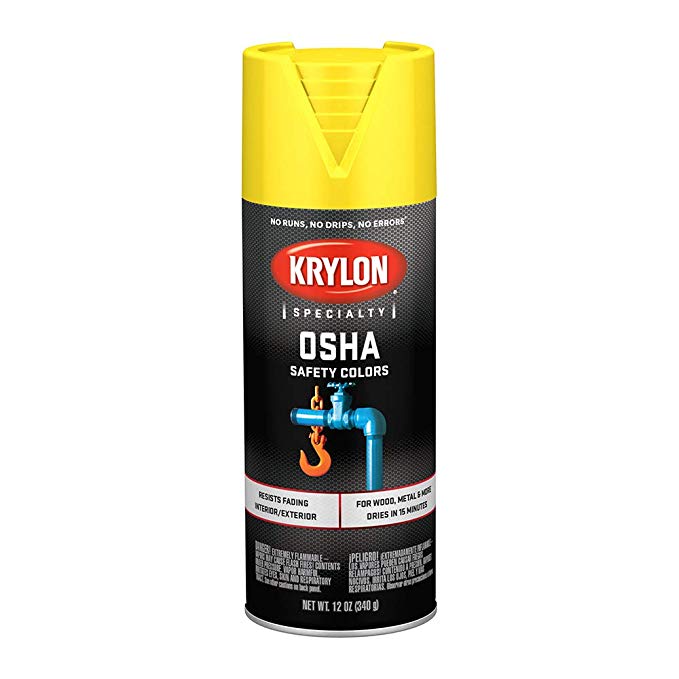 Krylon K01813007 OSHA Color Paint Safety Yellow, 12 Ounce Aerosol