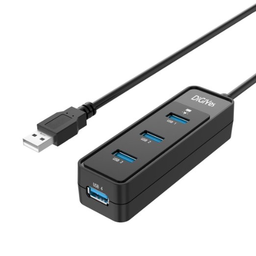 DiGiYes Ultra Mini 4 USB 30 Port HUB with Vl812 Controller and 10 Inch Cable for Desktop Laptop Ultrabook Tablet and Surface Pro Compatible with Windows XP  7  8  10 Mac OS-X
