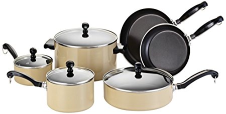 Farberware Classic Colors Nonstick 12-Piece Cookware Set, Camel