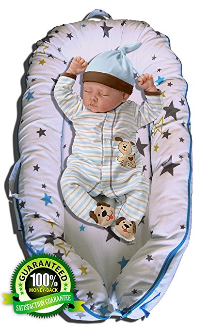Papoose Soft and Cuddly Baby Sleeping Pod 0 - 8 Months Star Design Lounger