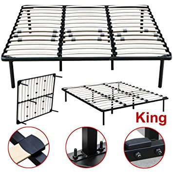 Yaheetech Metal Platform Bed Frame Wood Slats Support 5 Size Mattress Foundation Base Bedroom Furniture (King)