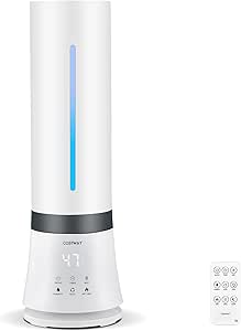 COSTWAY Humidifier for Bedroom Large Room, 2.4 Gallon Warm & Cool Mist Top Fill Ultrasonic Air Vaporizer with Auto Mode, Humidity Sensor, Night Light, 12H Timer, Remote Control & Sleep Mode