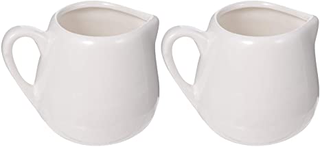 DOITOOL 2pcs Mini Ceramic Creamer Coffee Milk Creamer Pitcher with Handle Coffee Syrup Server Dipping Bowls for Kitchen