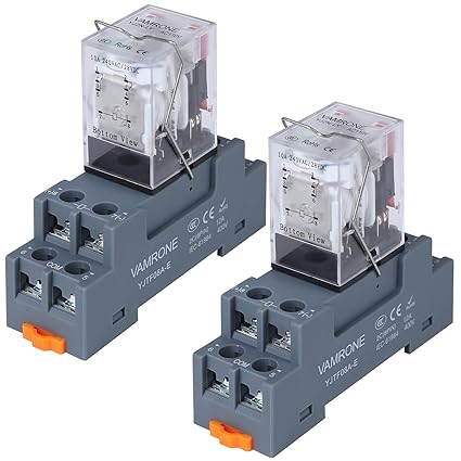 Electromagnetic Power Relay, 8-Pin 10 AMP 110V/120V AC Relay Coil with Socket Base, LED Indicator, DPDT 2NO 2NC - MY2NJ 2PCS [Applicable for DIN Rail System]