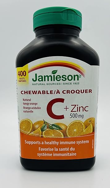 Jamieson Chewable Vitamin C 500mg   Zinc 400 Tablets