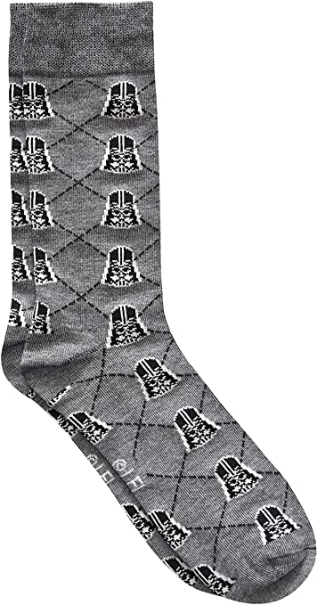 Star Wars Darth Vader Argyle Men's Crew Socks Shoe Size 6-12