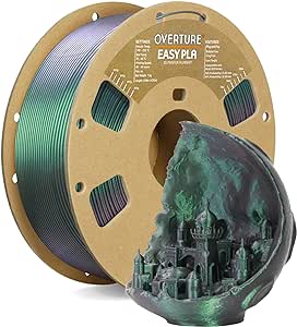 OVERTURE Color Changeable PLA 1.75mm 3D Printer Filament Purple Starlight PLA, 1kg Cardboard Spool (2.2lbs), Dimensional Accuracy  /- 0.02mm, Fit Most FDM Printer (Shimmer Dark Green)