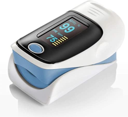 Fingertip Pulse Oximeter with OLED Colour Display - Lanyard and Batteries (FDA Approved)… (OLED - Blue)