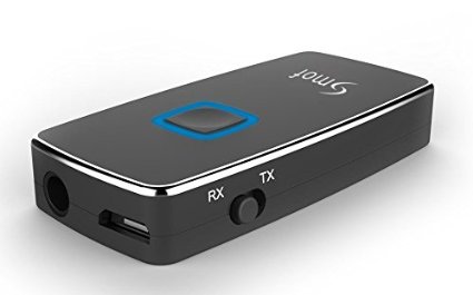 Smof 2-in-1 35mm Bluetooth Wireless Audio Music Transmitter Receiver AdapterCar Kit for TVPCiPod HeadphonesMp3Mp4 PlayeriPadTablets and More AUX Jack AV Devices
