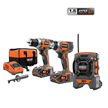 RIDGID 18-Volt X4 Hyper Lithium-Ion Cordless Drill and Impact Driver Combo Kit (3-Tool) with Radio