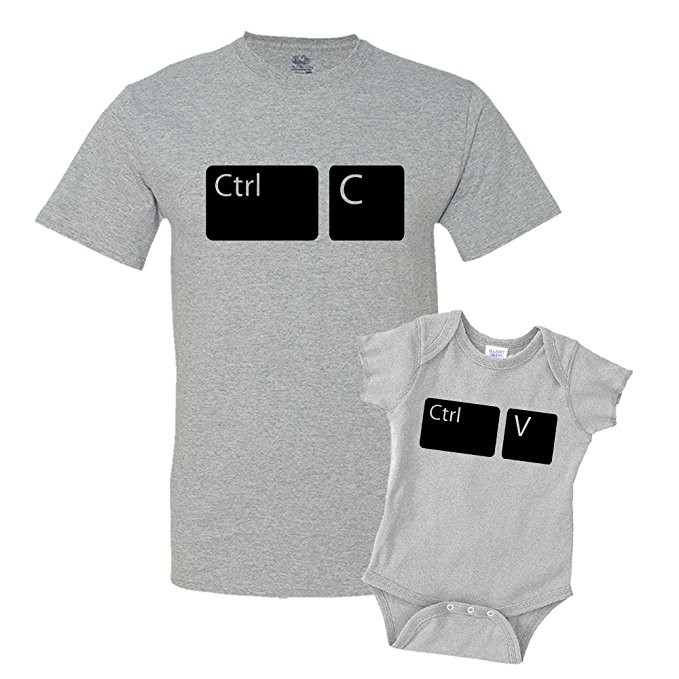 Control Copy & Control Paste Ctrl C & Ctrl V Dad and Me Matching Set T-Shirt Bodysuit Clothing