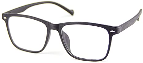 Cyxus Blue Light Blocking Tr90 Lightweight Glasses, Matte Black Wood Grain Frame