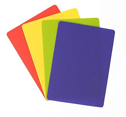 Dexas Heavy Duty Grippmat Flexible Cutting Board Set of Four, 8 by 11 inches, Blue, Green, Yellow, Red