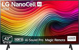 LG 43NANO81T6A TV 43" (109 cm) NanoCell Fernseher (α5 Gen7 4K AI-Prozessor, webOS 24, HDR10, bis zu 60Hz) [Modelljahr 2024]