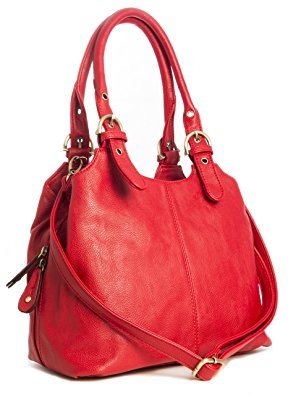 Big Handbag Shop Womens Medium Size Plain Shoulder Bag with a Long Strap
