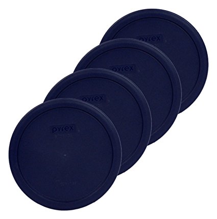 Pyrex Blue 7 Cup Round Storage Cover 7402-PC for Glass Bowls 4 Pack
