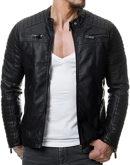 Red Bridge - Modern Real Leather, Cotton and Synthetic Leather Jacket for Men