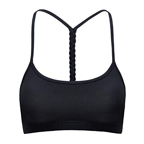 CRZ YOGA Women's Light Support Braided T-Back Fashion Yoga Sports Bra